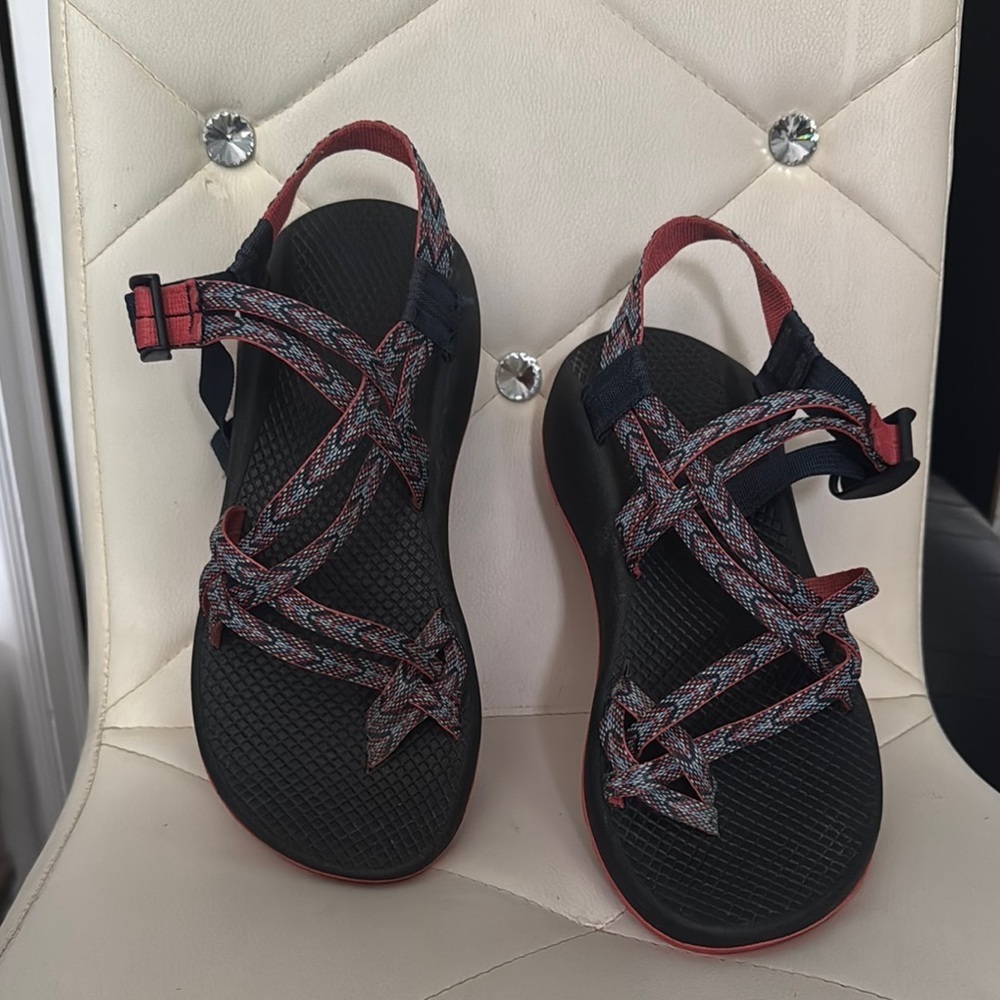 Chaco Red and‎ Black Outdoor Sandals with Adjustable Straps